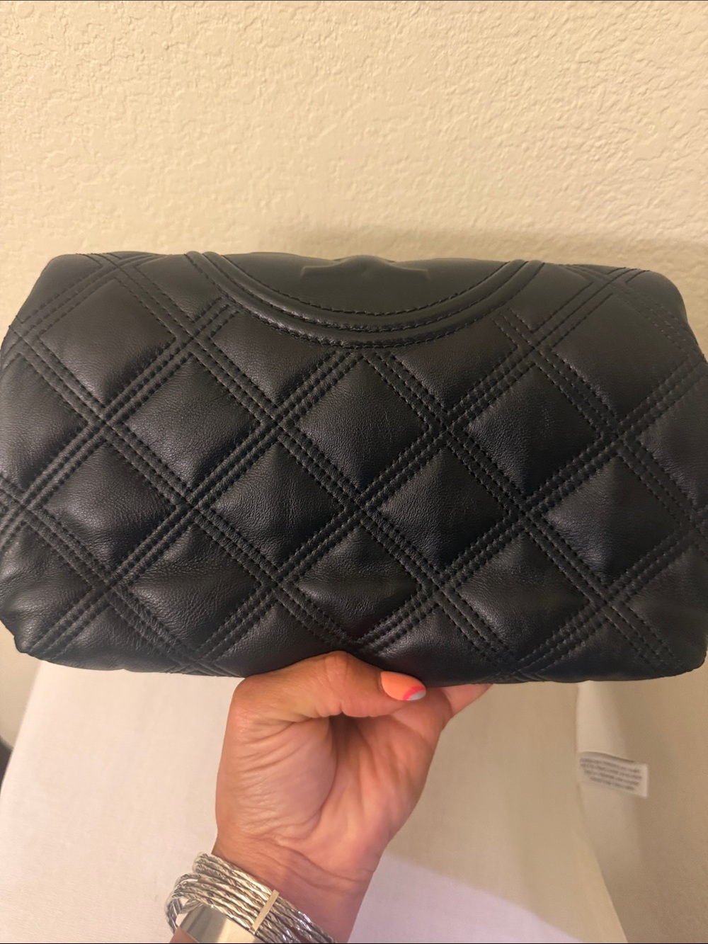 Tory Burch Black Quilted Leather Fold-Over Clutch - Picture 5 of 5